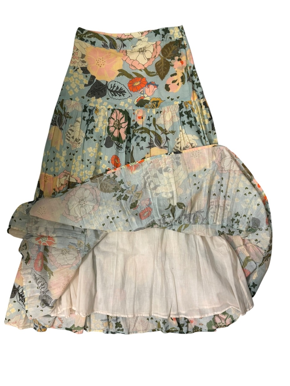 Carolina K for Anthropologie Floral Tiered Maxi Skirt NWT Cotton Boho Size M - Picture 2 of 12